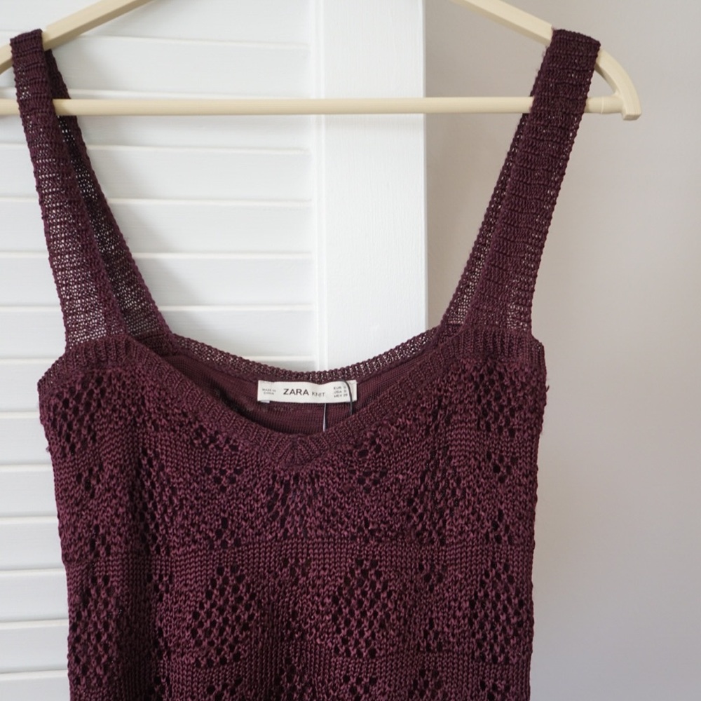 NWT 🍇 ZARA Mulberry Crocheted Tank • Size S